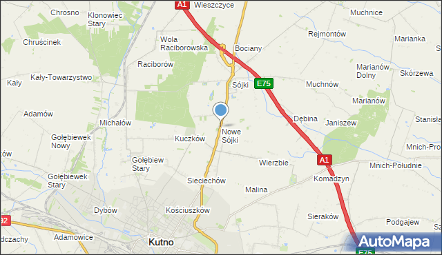 mapa Nowe Sójki, Nowe Sójki na mapie Targeo